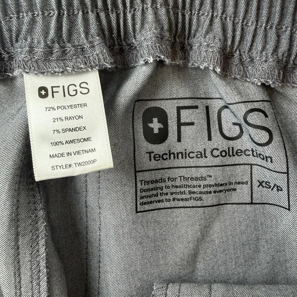 FIGS Technical Collection Pants‎ Womens XS Gray Cargo Scrub Twill Stretch